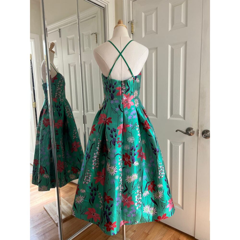 Eliza J Green Floral Spaghetti Strap Fit & Flare Dress - Picture 2 of 16